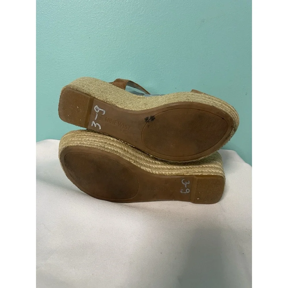 Nine West‎ Women's Espadrille Wedge Dress Sandals Brown Size:7.5 S-684